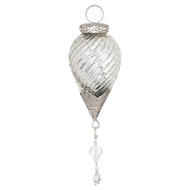 The Noel Collection Silver Swirl Jewel Drop Bauble - Thumb 1