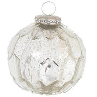 The Noel Collection Deep Honeycomb Silver Medium Bauble - Thumb 1