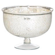 The Lustre Silver Glass Decorative Extra Large Footed Bowl - Thumb 1