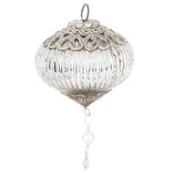 The Noel Collection Silver Bulbous Jewel Drop Medium Bauble - Thumb 1