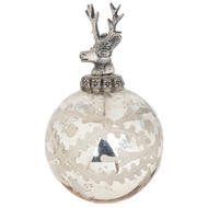 The Noel Collection Silver Etched Stag Top Bauble - Thumb 1