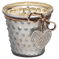 Jute Tied  Bobble Grey Medium Candle Holder - Thumb 1