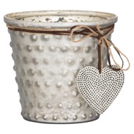 Jute Tied  Bobble Grey Large Candle Holder - Thumb 1