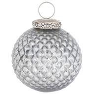 The Noel Collection Mystic Grey Textured Bauble - Thumb 1