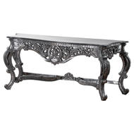 Hand Carved Louis Metallic Large Console Table - Thumb 1