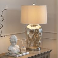 Ambassador Metallic Glass Lamp With Velvet Shade - Thumb 6