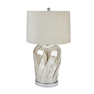 Ambassador Metallic Glass Lamp With Velvet Shade - Thumb 1