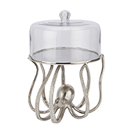Large Silver Octopus Cake Stand Cloche - Thumb 1