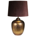 Opula Gold Table Lamp With Aubergine Velvet Shade - Thumb 1