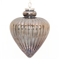 Noel Collection Smoked Midnight Large Fluted Teardrop Bauble - Thumb 1