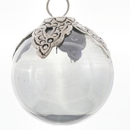 Noel Collection Smoked Midnight Filigree Crested Sml Bauble - Thumb 1