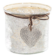 Murcury Hammered Heart Medium Candle Holder - Thumb 1