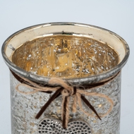 Mercury Hammered Heart Small Candle Holder - Thumb 2