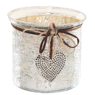 Mercury Hammered Heart Small Candle Holder - Thumb 1