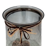 Smoked Midnight Crackled Heart Large Candle Holder - Thumb 5
