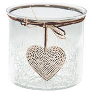 Smoked Midnight Crackled Heart Large Candle Holder - Thumb 1