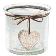 Smoked Midnight Crackled Heart Candle Holder - Thumb 1