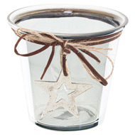 Smoked Midnight Hammered Star Small Candle Holder - Thumb 1