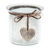 Smoked Midnight Crackled Heart Medium Candle Holder - Thumb 1