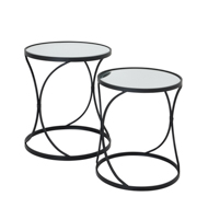 Concaved Set Of Two Black Mirrored Side Tables - Thumb 5