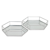 Silver Hexagon Set Of Two Trays - Thumb 1