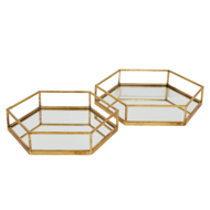 Gold Hexagon Set Of Two Trays - Thumb 1