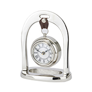 Nickel Hanging Mantel Clock With Leather - Thumb 1