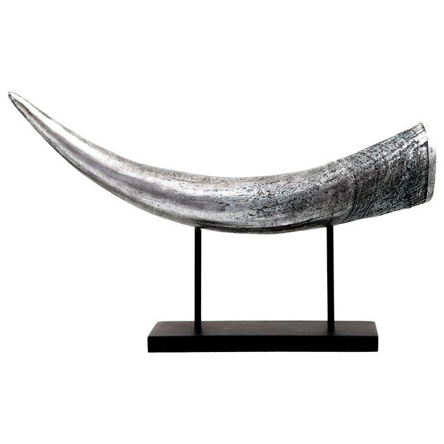 Black And Silver Large Bull Horn Ornament - Thumb 1