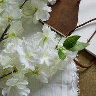 Large White Full Cherry Blossom Stem - Thumb 2