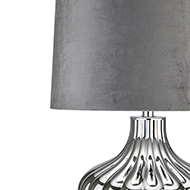 Large Silver Moonshine Table Lamp With Mid Grey Lampshade - Thumb 2