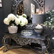Large Silver Moonshine Table Lamp With Mid Grey Lampshade - Thumb 5