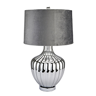 Large Silver Moonshine Table Lamp With Mid Grey Lampshade - Thumb 1