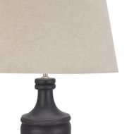 Delaney Grey Pillar Lamp With Linen Shade - Thumb 2