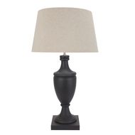 Delaney Grey Pillar Lamp With Linen Shade - Thumb 1
