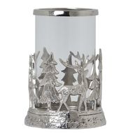 Silver Stag Scene Hurricane Lantern - Thumb 1