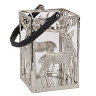 Silver Stag Hurricane Square Lantern With Black Strap - Thumb 1