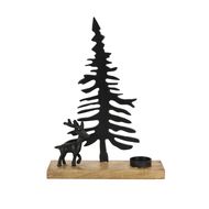 Large Cast Tree And Stag Black Candle Holder Ornament - Thumb 1