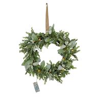LED Winter Wreath With Eucalyptus And Lambs Ear - Thumb 1