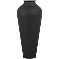 Matt Black Hammered Vase With Lid - Thumb 1