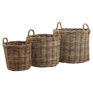 Set of 3 Kubu Rattan Round Storage Baskets - Thumb 1