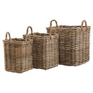 Set of 3 Kubu Rattan Square Storage Baskets - Thumb 1