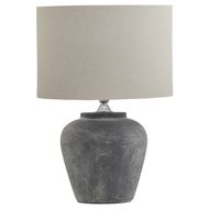 Amalfi Grey Table Lamp With Linen Shade - Thumb 1
