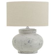 Darcy Antique White Squat Table Lamp With Linen Shade - Thumb 1