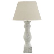 Darcy Antique White Candlestick Table Lamp With Linen Shade - Thumb 1