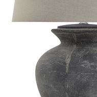 Amalfi Grey Round Table Lamp With Linen Shade - Thumb 2