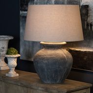Amalfi Grey Round Table Lamp With Linen Shade - Thumb 6