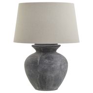 Amalfi Grey Round Table Lamp With Linen Shade - Thumb 1