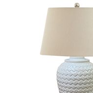 Woven Ceramic Table Lamp With Linen Shade - Thumb 2