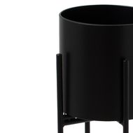 Matt Black Cylindrical Planter On Black Frame - Thumb 2