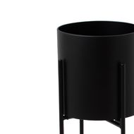 Large Matt Black Cylindrical Planter On Black Frame - Thumb 2
